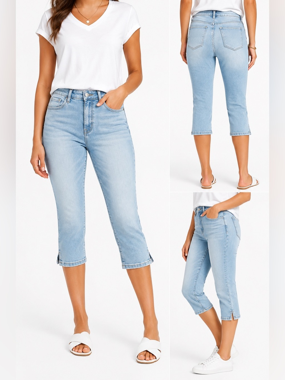 Old Navy High Rise Capri Jeans Secret Smooth Pockets Light Wash Women’s Size 14